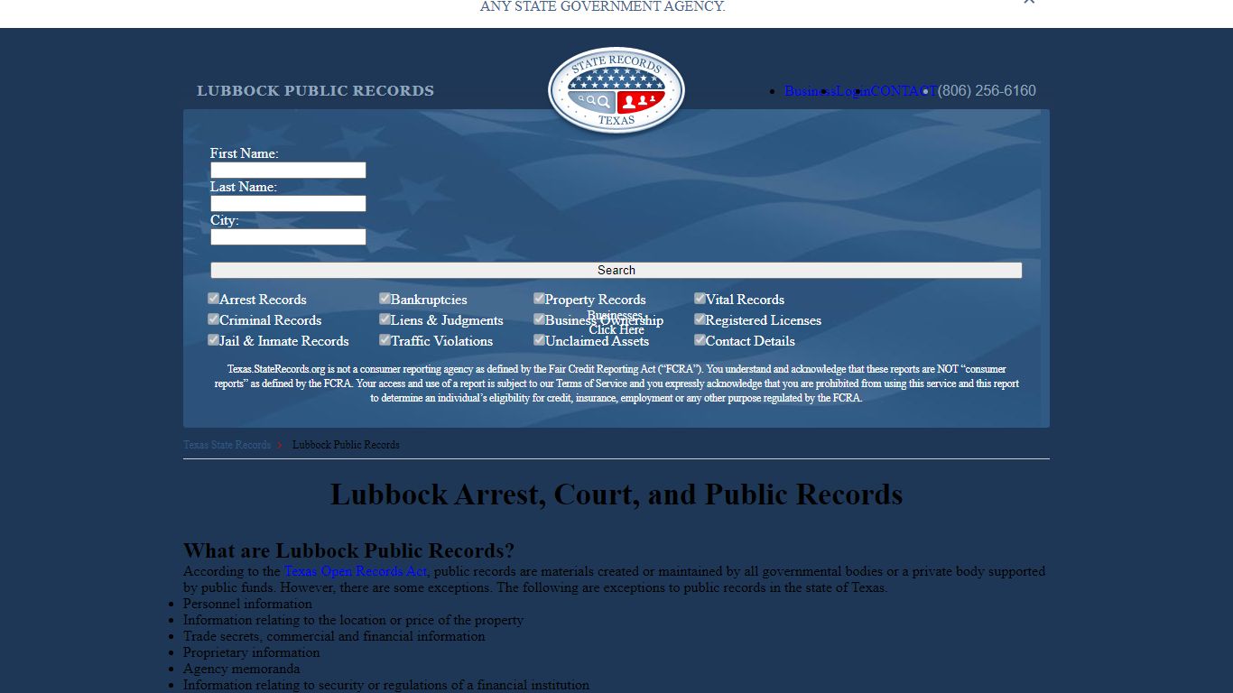 Lubbock Arrest and Public Records | Texas.StateRecords.org