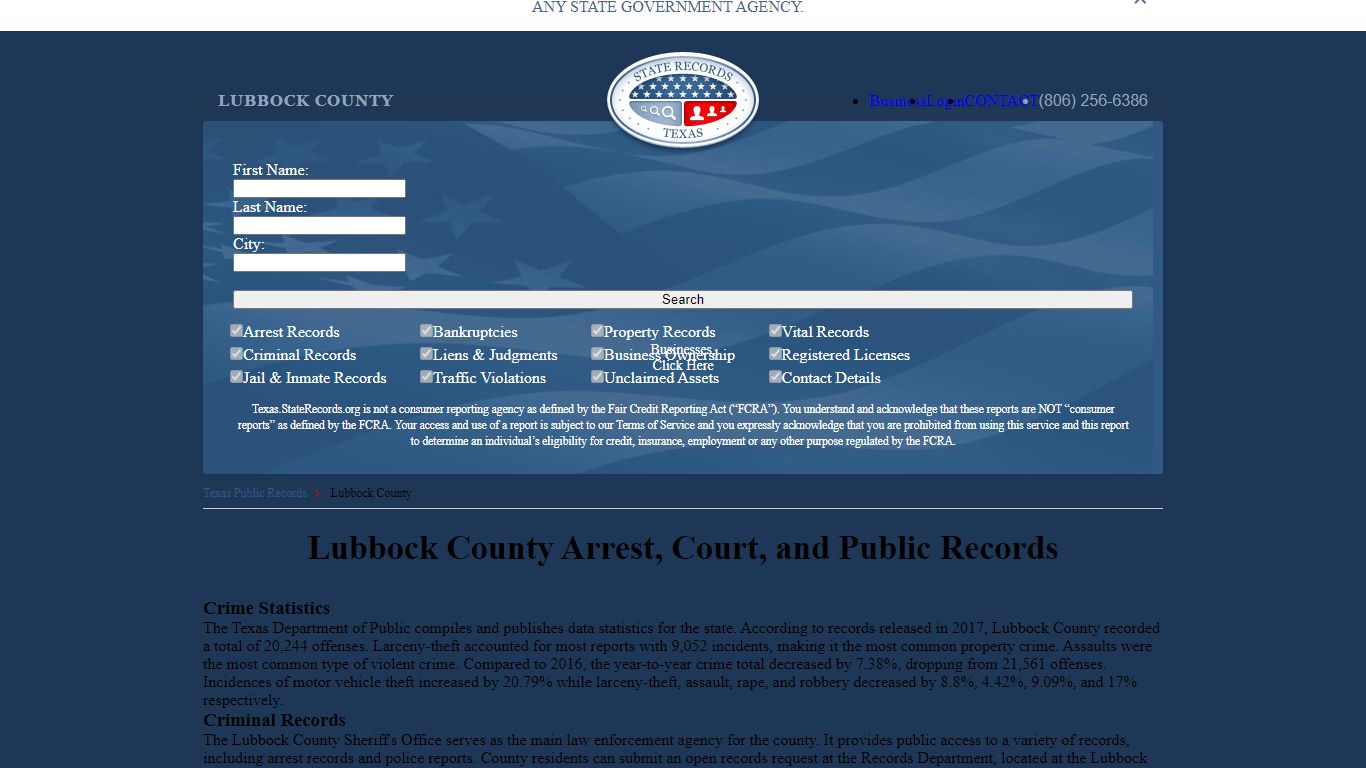 Lubbock County Arrest, Court, and Public Records