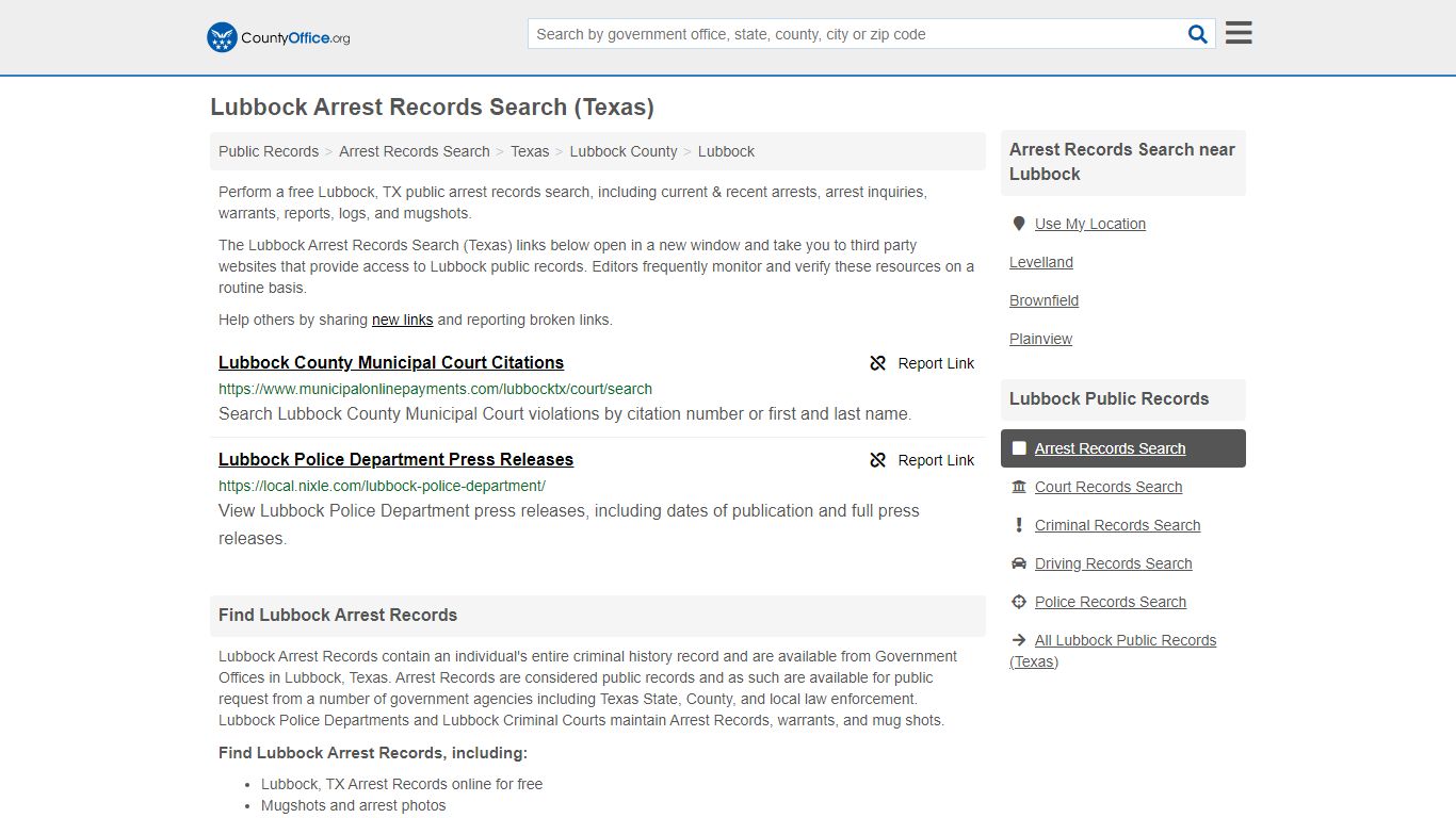 Arrest Records Search - Lubbock, TX (Arrests & Mugshots) - County Office